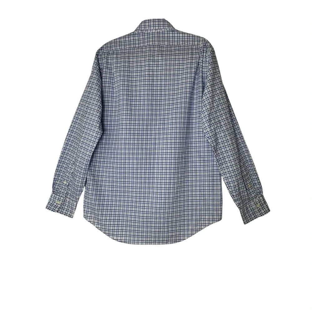 Polo Ralph Lauren Shirt Mens Large L Blue‎ Plaid Long Sleeve Cotton Pony
